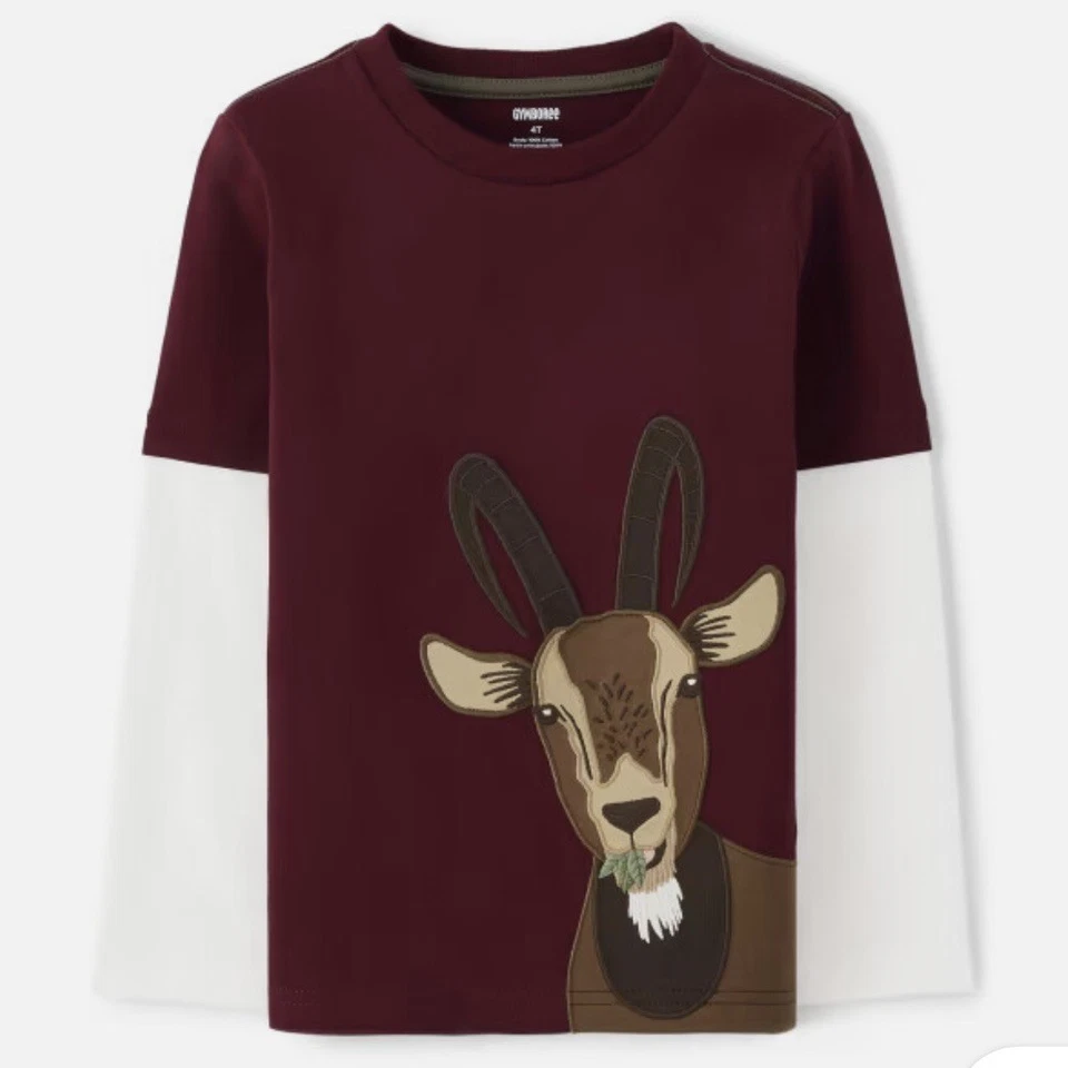 Camiseta Gymboree Niños Talla 6 COUNTY FAIR Aplicación Cabra Capas Manga Larga Foto 1 de 4