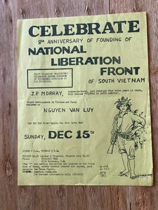 CELEBRATE NATIONAL LIBERATION FRONT 12/15/1968 San Francisco flyer original NLF - Picture 1 of 2