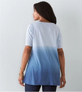 T-shirt donna Sonoma taglie forti ombretto bianco blu taglia 3X - Foto 1 di 4