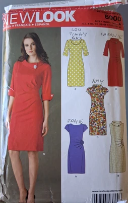 New Look pattern 6000 sizes 4-16 dress with collar/ sleeve variations CUT - Image 1 of 2