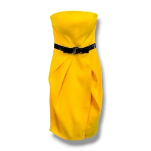 Mini Vestido De Colección Salvatore Ferragamo Para Mujer XS Y2K Diseñador Italia Amarillo Hecho a Mano - Imagen 1 de 6