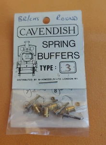 Cavendish OO Gauge Brass Spring Buffers - Type 3 - BR/LMS Round - Bagged - Picture 1 of 3