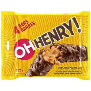 2 Packs of 4 Oh Henry Chocolate Candy Bars 58g Each (8 Full Size Bars) FRESH - Picture 1 of 2