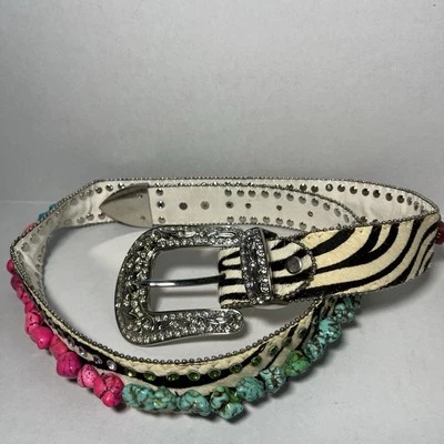 Venta al por mayor por Atlas Cinturón Mujer L Cebra Estrás Hebilla Tono Plata Foto 1 de 4