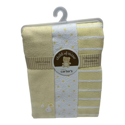 Manta de Franela Carter’s Child Of Mine Algodón Amarillo Blanco Patos Estrellas Foto 1 de 4