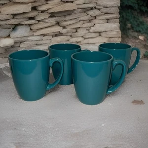 (4) Corelle Coordinates Stoneware Classic Cafe Coffee Cup Mugs - Turquoise - Picture 1 of 8
