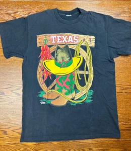 T-shirt grafica vintage anni 90 Senara USA TEXAS taglia XL Fading Lone Star State Cowboys TX - Foto 1 di 8