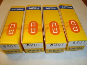 Matched Pair of Rare 6201/E81CC Tubes By Philips, Gold Pin & Solid Disc Getter - Picture 1 of 6
