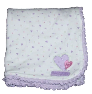 Carters Just One Year Little Sweetie Baby Blanket Hearts Ruffle Trim Pink Purple - Picture 1 of 3