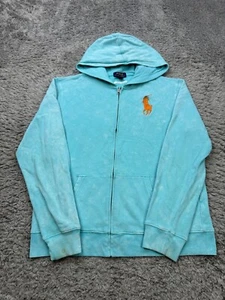 Polo Ralph Lauren Hoodie Boy XL Turquoise Tie Dye Big Pony Full Zip Sweatshirt - Picture 1 of 11