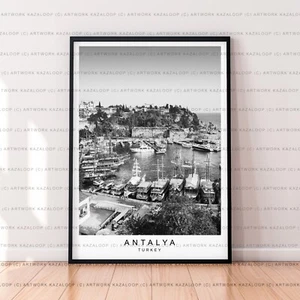 Póster Antalya impresión sin marco arte de pared blanco y negro póster de pavo Antalya - Imagen 1 de 2