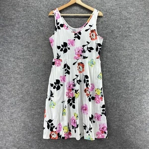 Apt. 9 Dress Women PM Petite White Floral Sheath Midi V-Neck Sleeveless Cotton - Picture 1 of 9