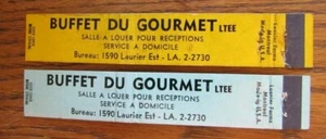 CUBIERTAS DE CERILLAS BUFFET DU GOURMET (MONTREAL, QUEBEC) 10 STRIKE -F28 - Imagen 1 de 1