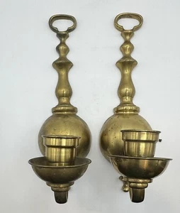 Antique Arrow Brand Set Of 2 12” Brass Electric Sconces - Craftsman Style - Picture 1 of 8