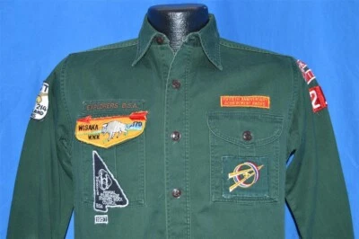vintage 50s BOY SCOUTS EXPLORER BSA ROCK ISLAND 214 WISAKA 170 UNIFORM SHIRT M - Image 1 of 4