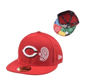 Cincinnati Reds "Paisley/Bandana" Men's Size 8 Fitted Hat Red New Era 59Fifty - Picture 1 of 5