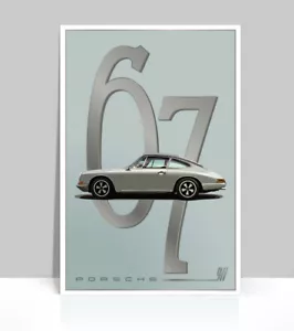 1967 Porsche 911 Silver. Elegant Poster. Porsche Poster Aluminum 24"x 36" - Picture 1 of 3