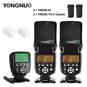 YONGNUO YN560TX II LCD Wireless Flash Controller +2X YN560 IV Flash Kit Fr Canon - Picture 1 of 12