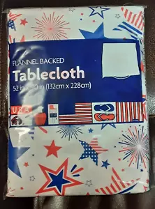 PATRIOTIC DECOR Vinyl Tablecloth 52"x90" PATRIOTIC STARS~Red, White, Blue - Picture 1 of 1