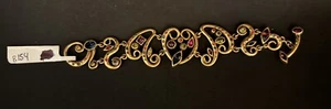 Vintage Patricia Locke Signed Gold Tone NWT Multi-Stone  Heart Bracelet B154 - Picture 1 of 9