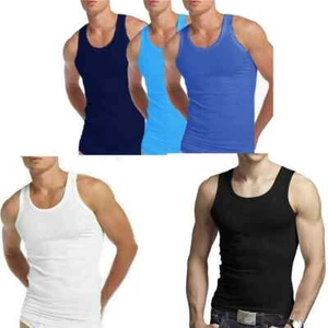 100% Pure Cotton Mens Boys 3 6 Pack Vests Gym Top Summer Training S M L XL 2XL - Picture 1 of 2