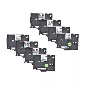 8PK Black on White TZe TZ S221 Label Tape For Brother PT320 Extra Adhesive 9mm - Picture 1 of 9