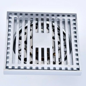 Polished Chrome Tile Insert Square Bathroom Shower Grate Waste Drain Zhr072 - Picture 1 of 7