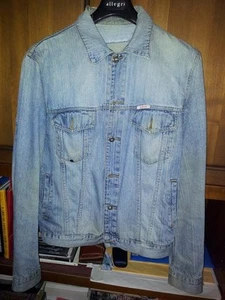 GIACCA GIUBBOTTO TG. L JEANS BLU CHIARO CIELO JACKET COTONE - Picture 1 of 1