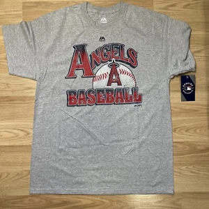 Majestic Los Angeles Angels Men Gray Logo Short Sleeve T Shirt Size L NWT - Picture 1 of 10