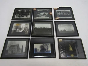 9 OLD GLASS NEGATIVE  PICTURE PHOTO HISTORICAL PLACES SCHOOL PLAYGROUND STATUE - Picture 1 of 3