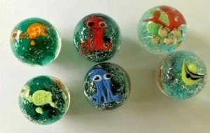1 x Handmade "AQUARIUS" Marble 22 mm Traditional Children's Play/Collectable - Picture 1 of 4