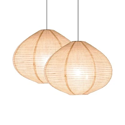 2PCS 16-inch Handmade Linen Pendant Light Shades Fabric Lampshade, Minimalist... - Image 1 of 4