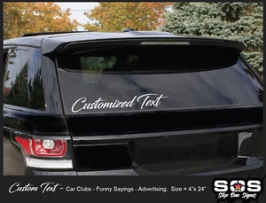Custom Text 4" window lettering windshield graphics vinyl decals vehicle script - Picture 1 of 1