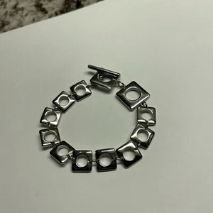 Signed Chisel Costume Silver Tone Stainless Steel Bracelet Toggle Style Clasp - Picture 1 of 7