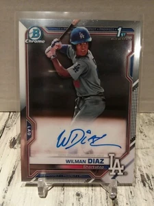 2021 Bowman Chrome 1st Wilman Diaz Base Auto Dodgers HOT ROOKIE RC Autograph C1 - Picture 1 of 2