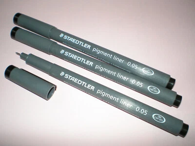 3x Staedtler 308 Pigment-Liner 0,05mm schwarz Fineliner Zeichenstift Faserstift - Bild 1 von 4