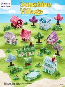 Plastic Canvas Pattern Book SUNSHINE VILLAGE ~ House, Barn, Town, Tree, Flower + - Picture 1 of 12