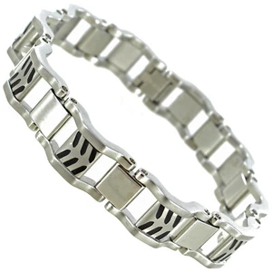 Rochet Roma Moto GP Brushed/Shiny Stainless With Black Markings Mens Bracelet - Picture 1 of 4