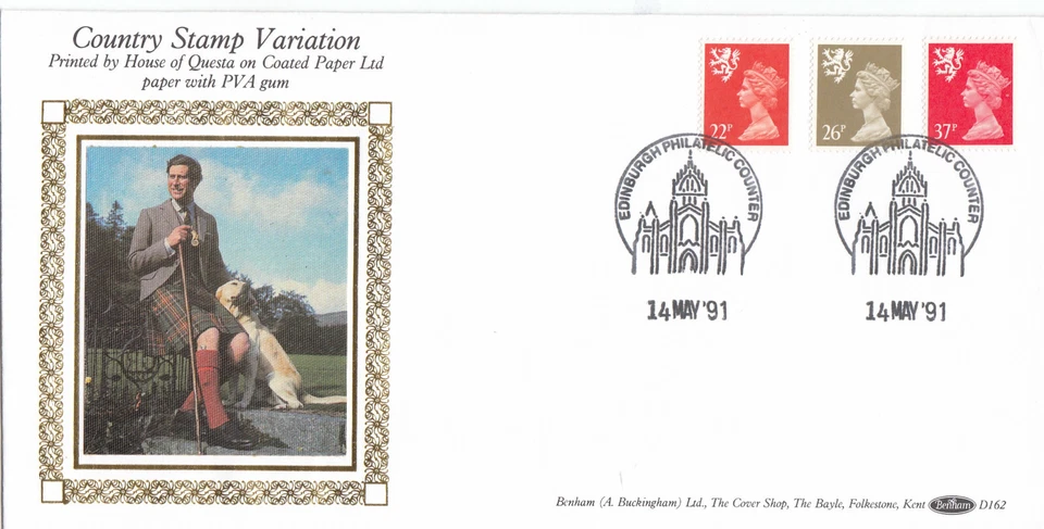 37p 26p 22p GB Scotland Benham D162 FDC Edinburgh 1991 (142123) - Image 1 of 1