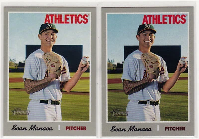 Sean Manaea Athletics French Text 2019 Topps Heritage 408 1970 Variation Base As - Image 1 of 2