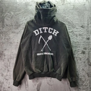 Ditch Grave Digging LA maskierter Kapuzenpullover Herren Größe Large verblasst grün schwer - Bild 1 von 14