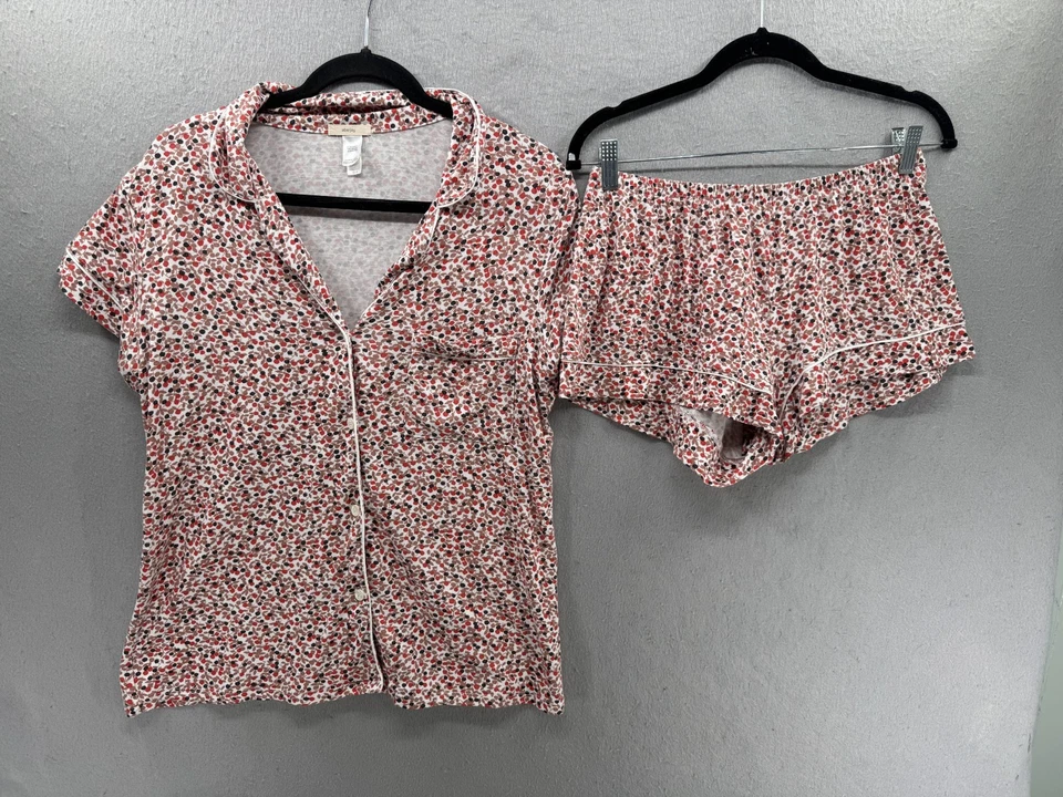 Eberjey Womens Shortie Short PJ Set Womens Size M Brown Red Comfort Sleep Soft - Image 1 of 4