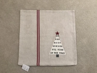 NUEVA Funda de Almohada Pottery Barn Holiday LA ÉPOCA MÁS MARAVILLOSA DEL AÑO 20x20 Foto 1 de 4