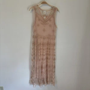Sundance Midikleid rosa blush Spitze Fee bestickt S Boho hauchdünn Girly - Bild 1 von 9