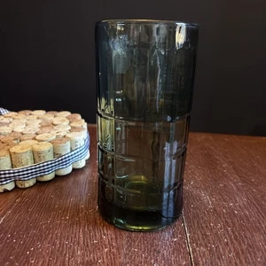 Vintage Retro Anchor Hocking olivgrün Schottenkaro 6" Becher/Glas - Bild 1 von 6