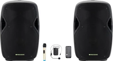 Mobile 15" DJ PA Karaoke Party Sound Anlage Box Bluetooth Stereo Set Mikrofone - Bild 1 von 4