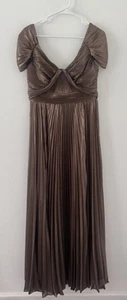 Antonio Melani Zaira Chiffon Evening Dress Metallic Empire Waist Pleats NWT 6 - Picture 1 of 12