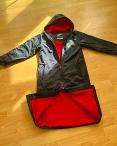 $120 AUTH Great Aussie Swim Parkas Coat Hooded Pool Blue Red size 12 - Picture 1 of 9