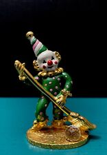 Spoontiques Pewter Gold Clown Crystal Ball Broom Sweeping Miniature Figurine