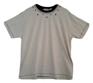I C ISAACS Safari Fever T Shirts Mens Medium Natural Cotton Button Zig Zag NWT - Picture 1 of 9
